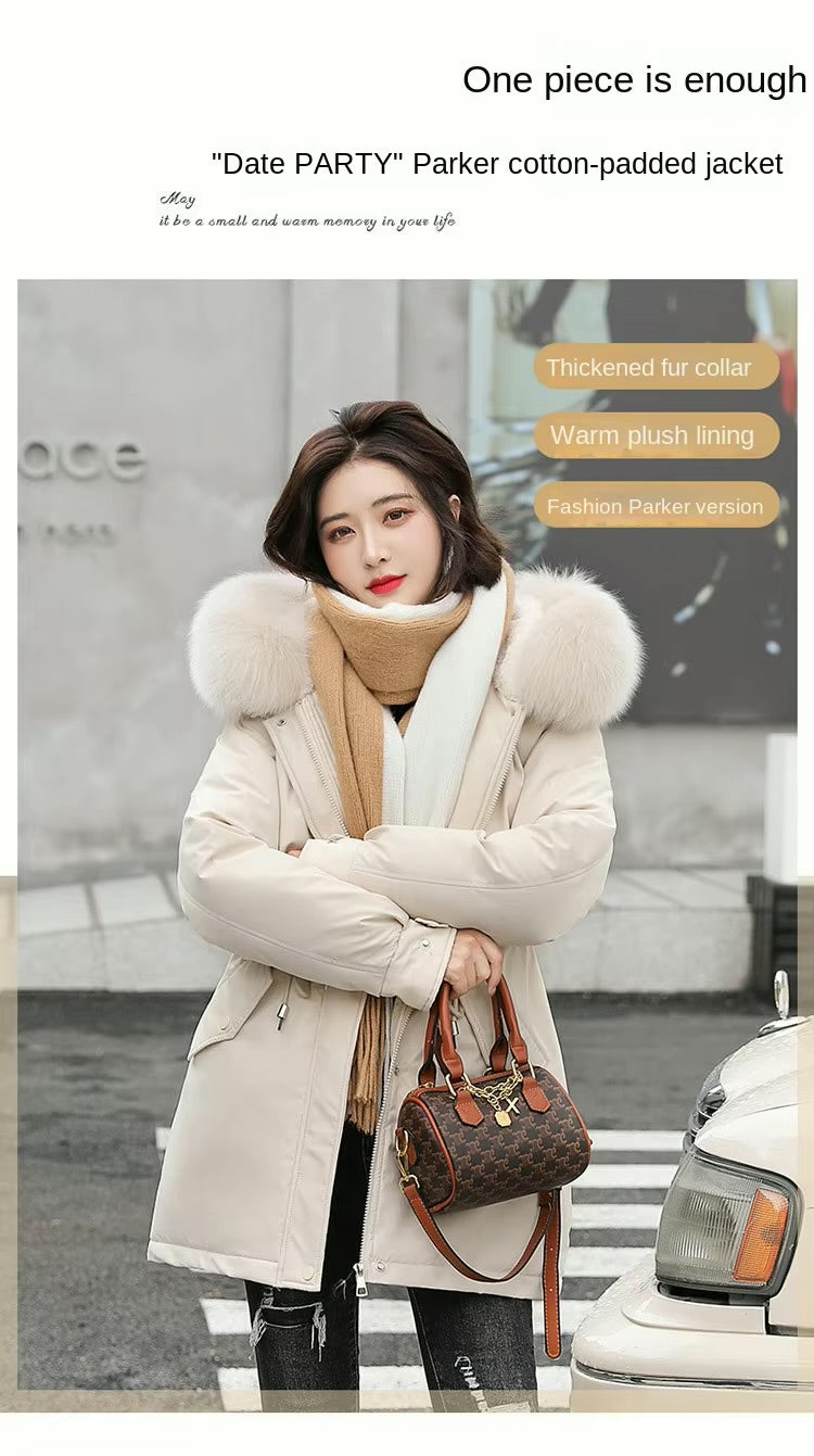 Mos Winter Jacket Slim with Fur Collar Warm Snow Wear Padded Clothes