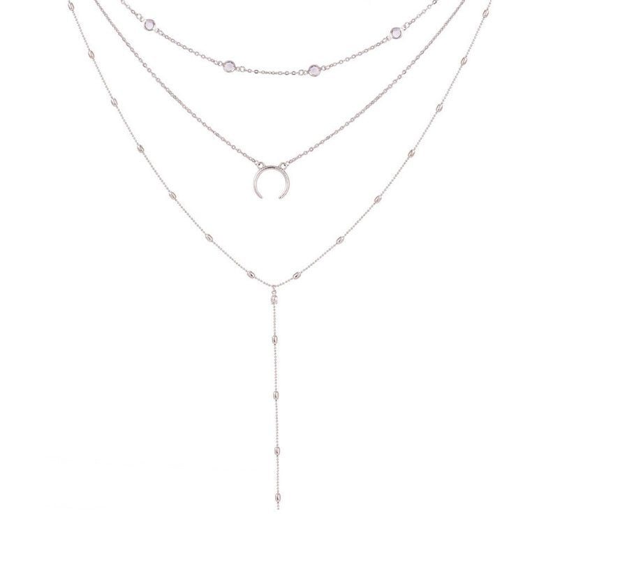 MOs Multilayer Crescent Moon Necklace