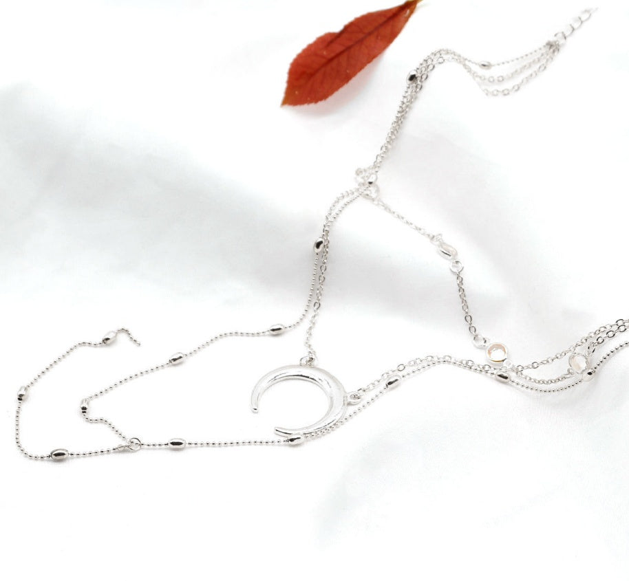 MOs Multilayer Crescent Moon Necklace