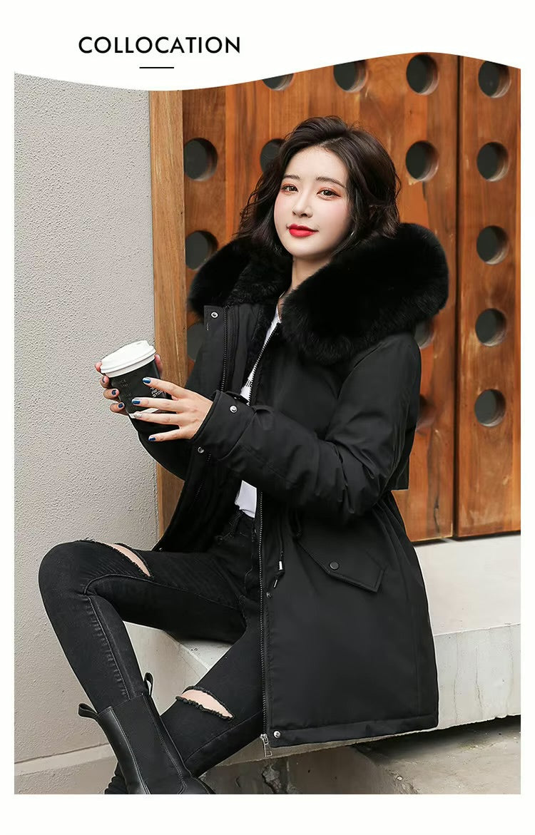 Mos Winter Jacket Slim with Fur Collar Warm Snow Wear Padded Clothes